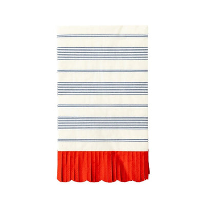 Blue/White Stripe Fringe Scalloped Paper Napkins