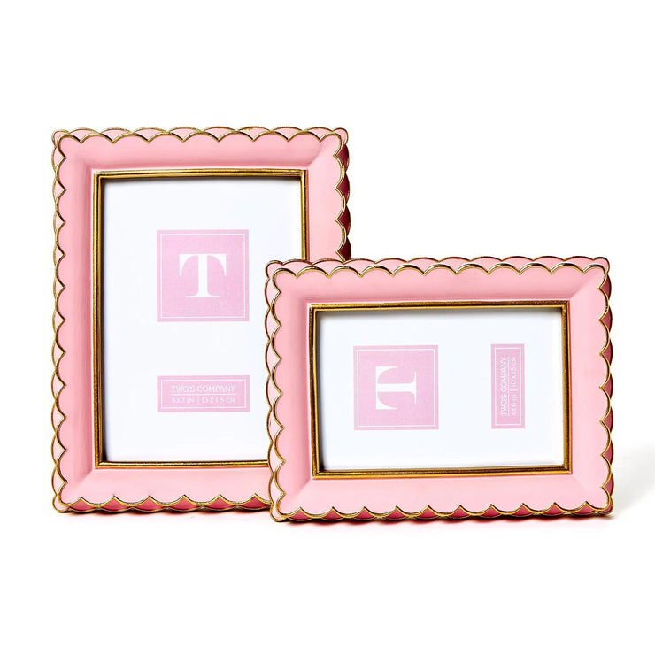 Pink Scalloped Gold Edge Frame