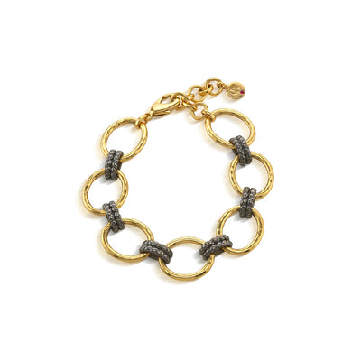 Cleopatra Small Link Bracelet, 7"+1.5" - Gold