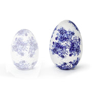 Blue and White Paper Mache Eggs - Large (12")