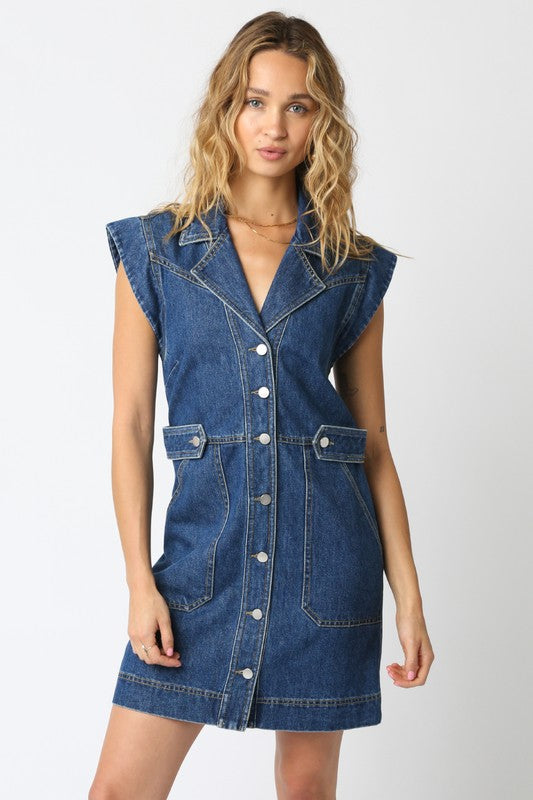 Sleeveless Button Down Denim Dress