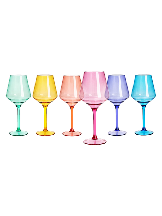 Acrylic Colored Stemmed Wine Set
