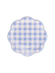 Blue Gingham Paper Plates - Round Scallop