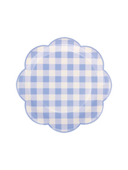 Blue Gingham Paper Plates - Round Scallop