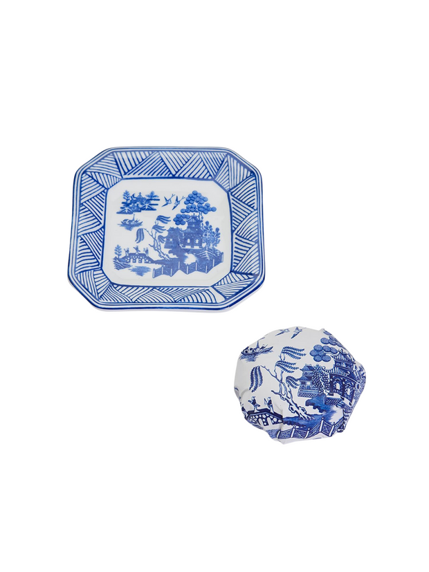 Blue Willow Soap w/Tray - Sandalwood