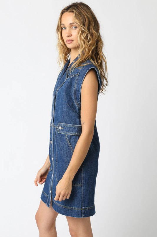 Sleeveless Button Down Denim Dress