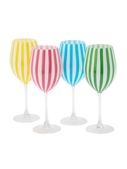 Celebration Stripe Hand-Painted Glassware - S/4 Wine Glasses