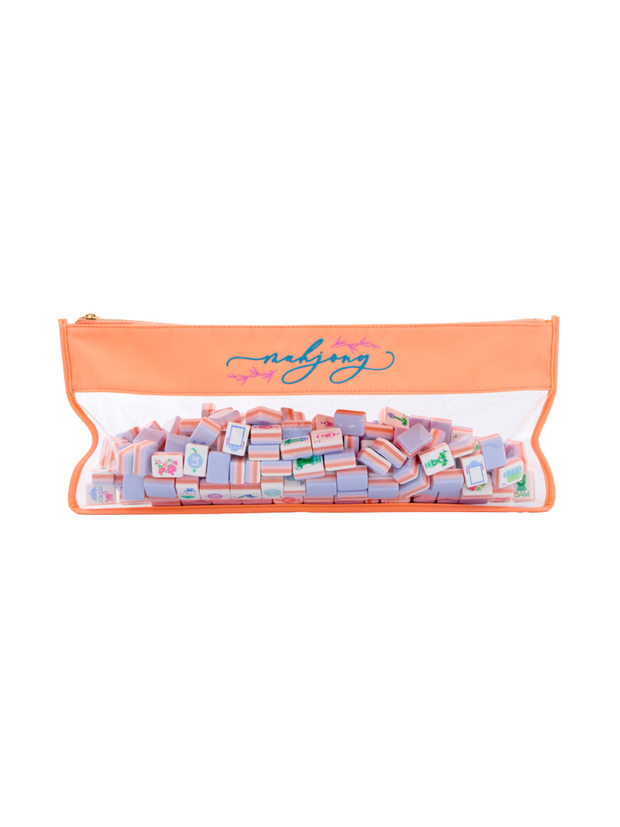 Clear / Peach Script Mahjong Bag