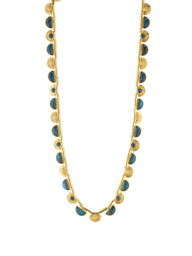 Cleopatra Riviere Necklace, 17"+2" - Blue Labradorite