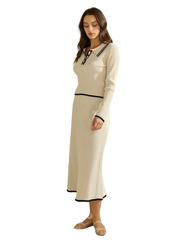 Contrast Trim Knit Skirt/Top Set