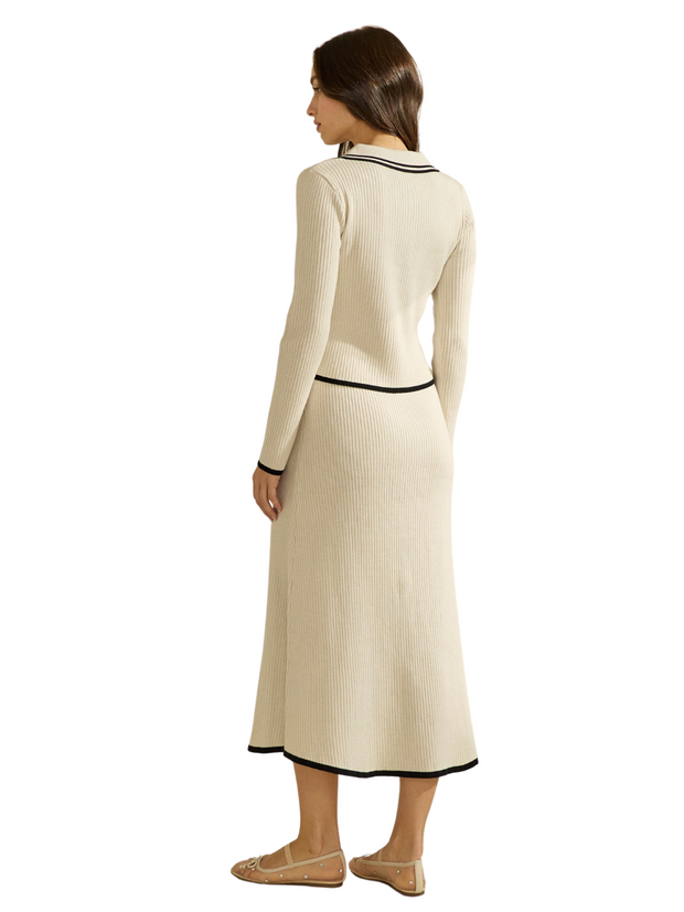Contrast Trim Knit Skirt/Top Set