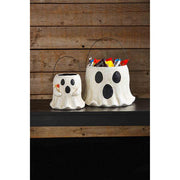 Paper Mache Ghost Treat Bucket - LARGE