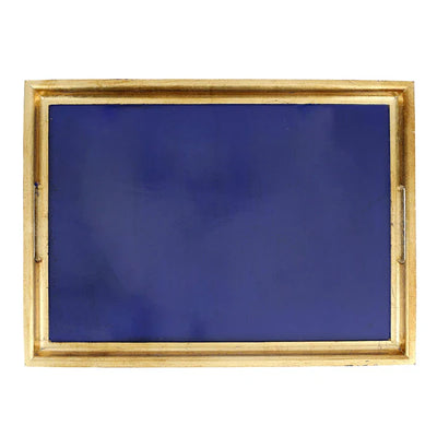 Florentine Wooden - Large Rectangular Tray - Cobalt/Gold