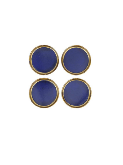 Florentine Wooden - Set 4 Coasters - Cobalt/Gold