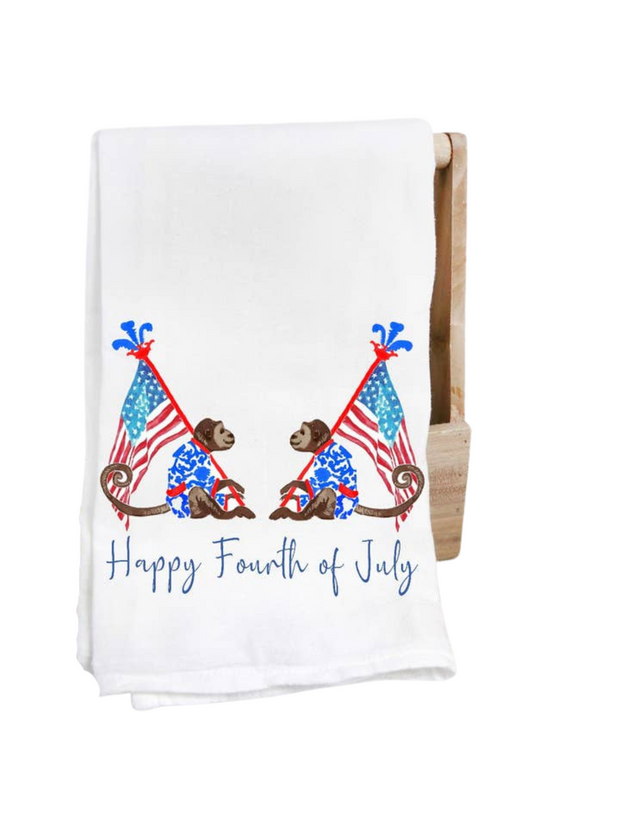 Flour Sack Tea Towel - Patriotic Monkeys