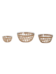 Glass Bowl with Hand-Woven Lattice