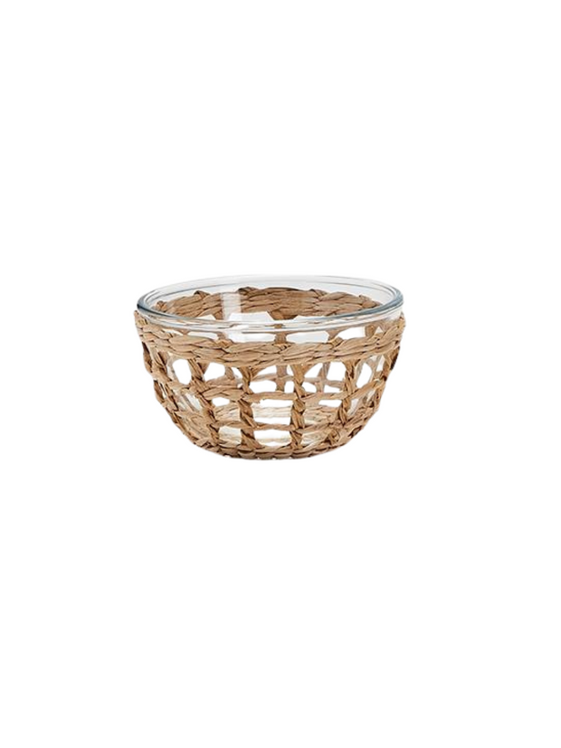 Glass Bowl with Hand-Woven Lattice