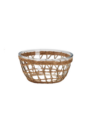 Glass Bowl with Hand-Woven Lattice
