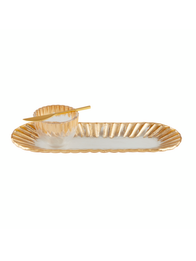 Gold Edge Tray & Dip Set