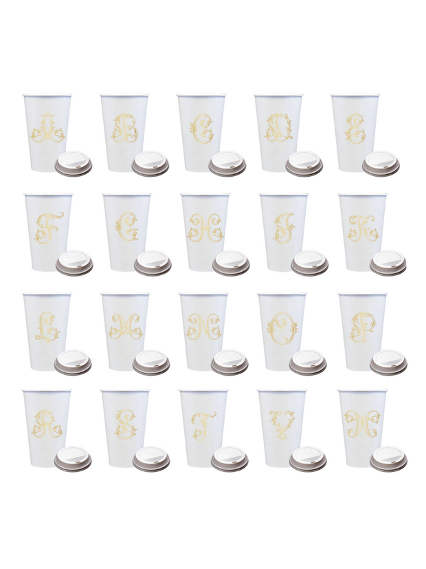 Gold Initial Coffee Cups