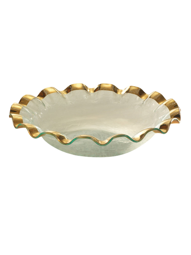 Gold Ruffle Large Salad Bowl 15"