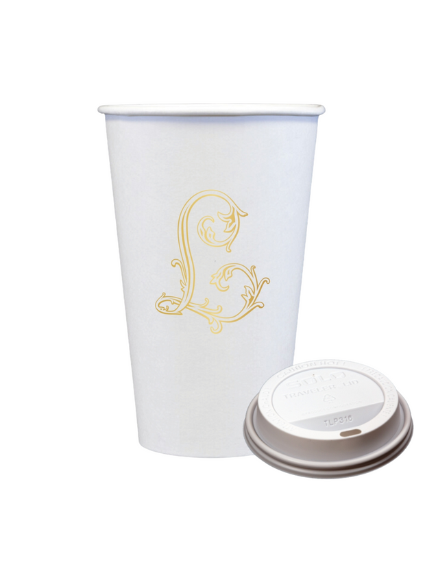 Gold Initial Coffee Cups
