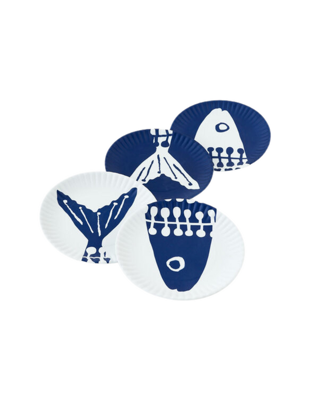 Heads of Tails Fish "Paper" Melamine Plates (Set/4)