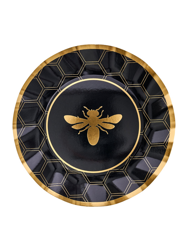 Honey Bee Wavy Paper Dinner Plate - 8pk
