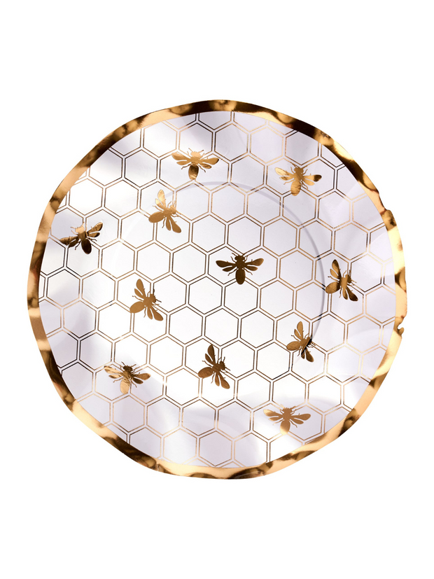 Honey Bee Wavy Paper Salad Plate - 8pk