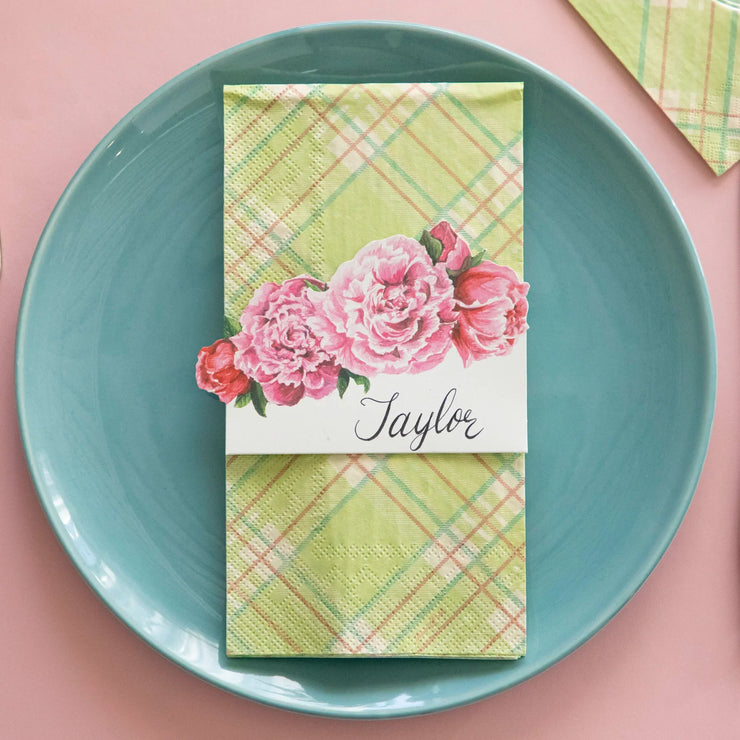 Bright Green Plaid Guest Napkins