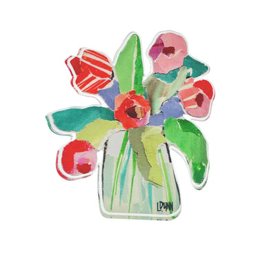 Red Stiped Tulips Acrylic Block