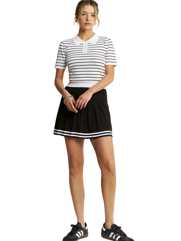 Knit Tennis Set - Collared Top w/ Skirt