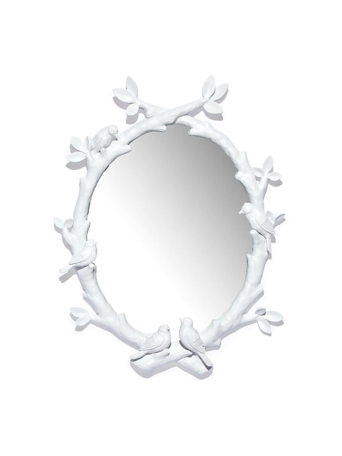 Five Gold Monkeys Love Birds Tree Branch Mirror