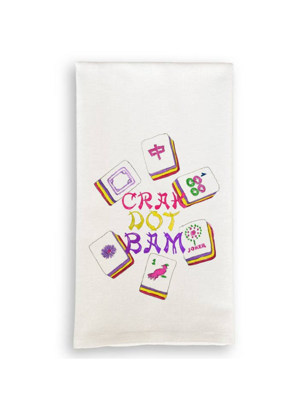 Mahjong Tiles Dishtowel (Pink / Yellow / Purple)