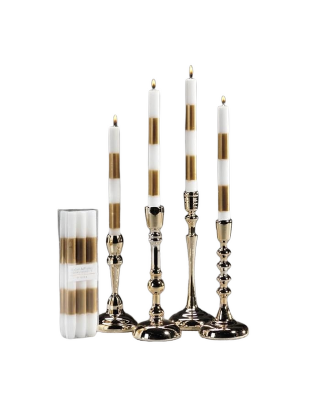 Modern and Festive Stripe Candles (set/6) - GOLD