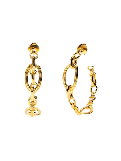 Monique Chain Hoop Earrings - Gold