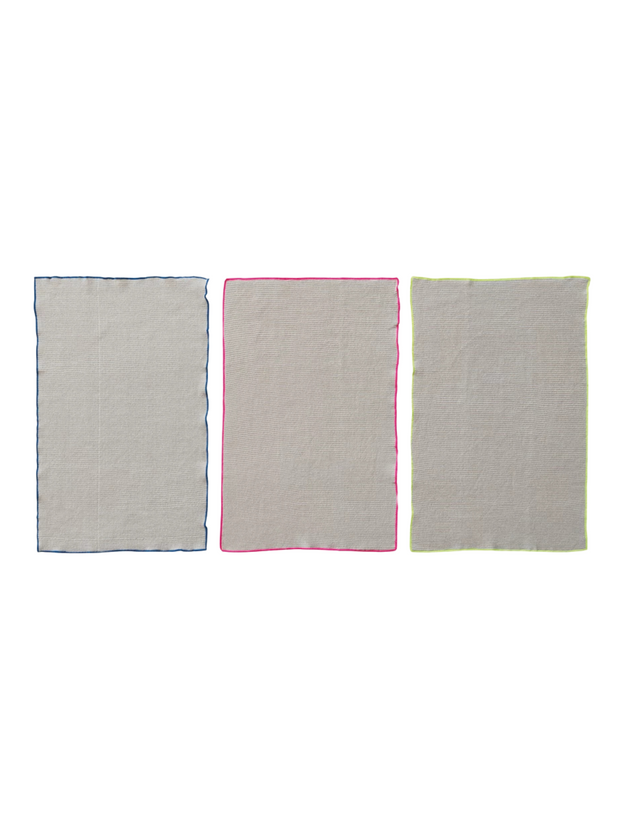 Neon Trim Waffle Knit Tea Towel