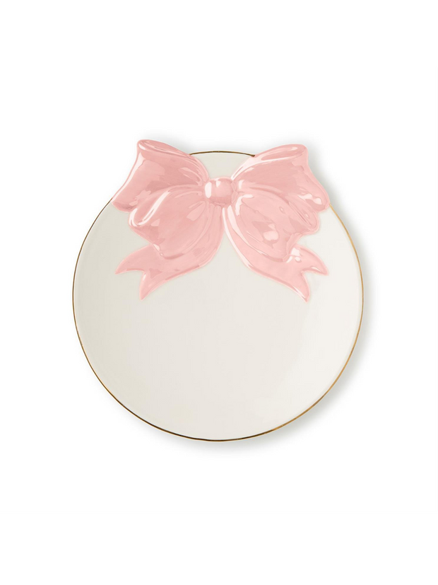 Pink Bow Tidbit Plate