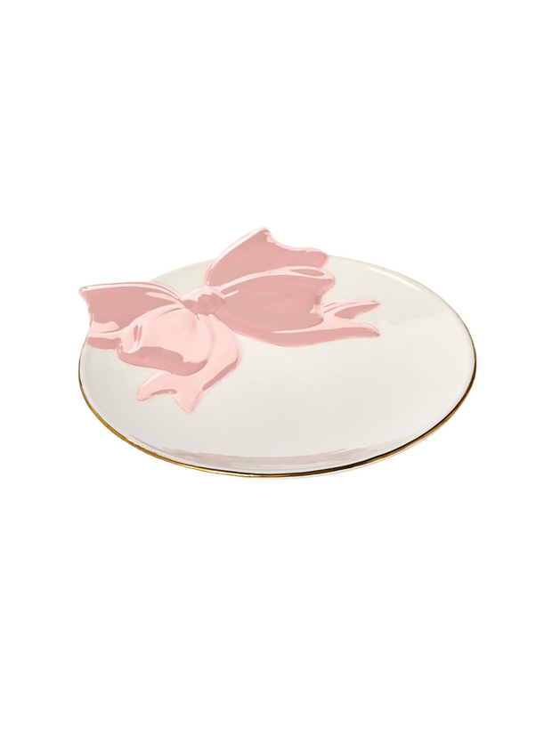 Pink Bow Tidbit Plate