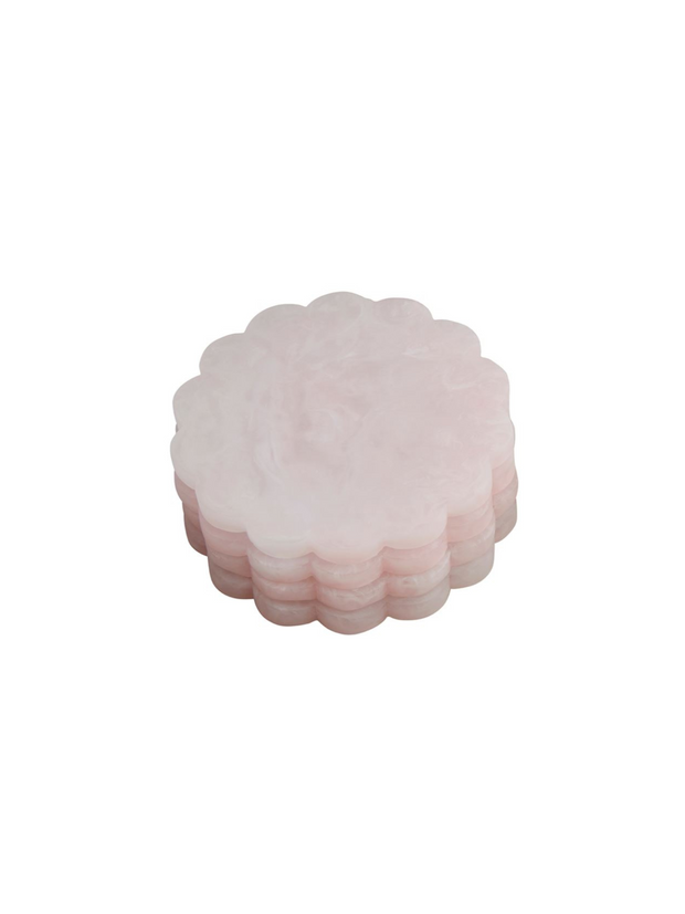 Pink Resin Scallop Coaster Set of 4