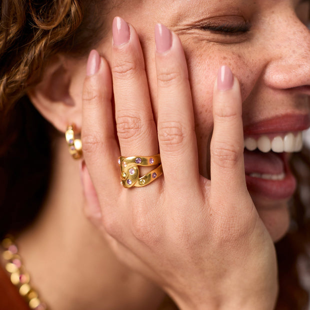 Rainbow Infinity Ring - Champagne Radiance