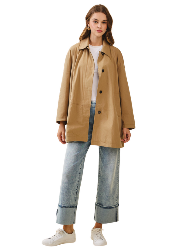 Relaxed Fit Utility Jacket - Mocha