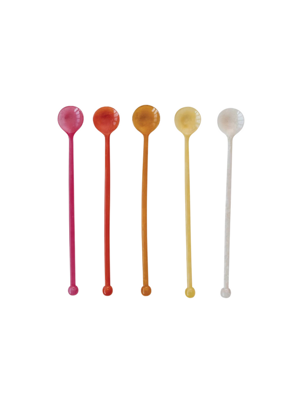 Resin Cocktail Spoon (s/5 assorted colors)
