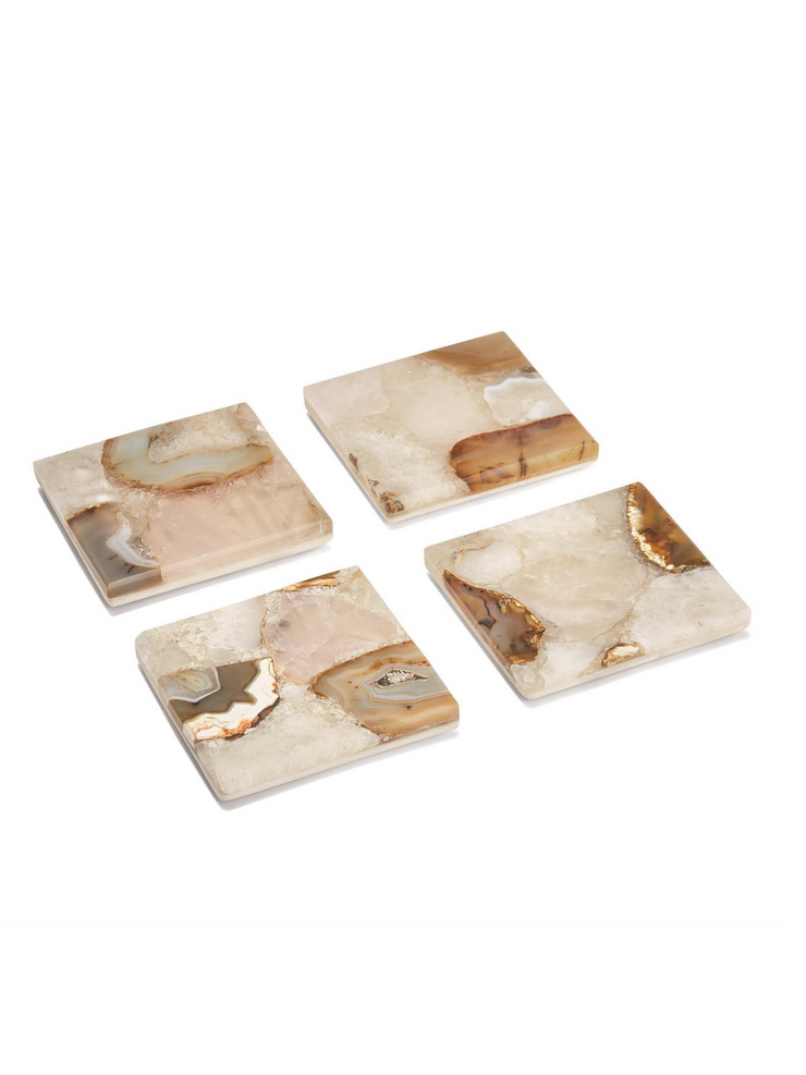 S/4 Agate Coasters with Marble Base