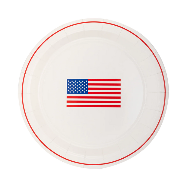 Round American Flag Paper Plates