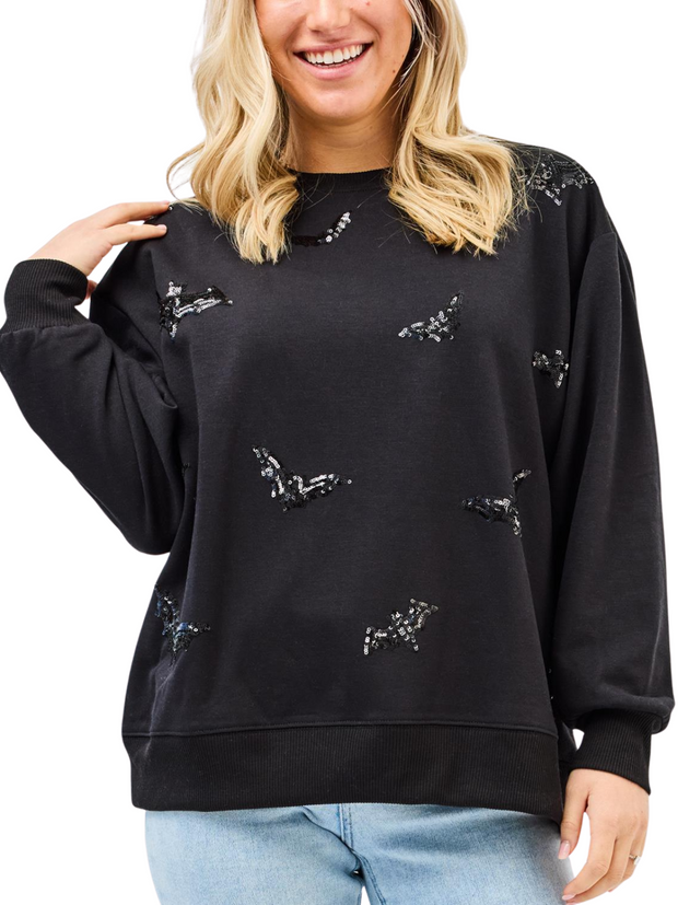 Sarah Sweatshirt - Sequin Bats