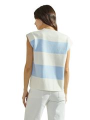 Sky/Ivory Stripe Sleeveless Knit Top