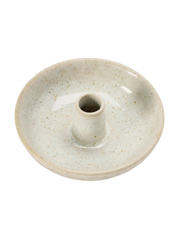 Stoneware Dish w/ Toothpick Holder (White)