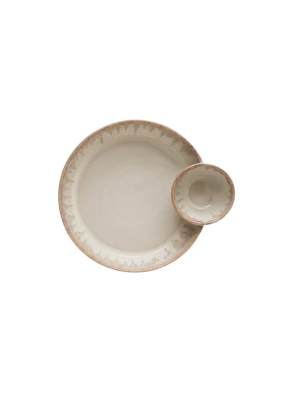Stoneware Serving Dish (2 Section)