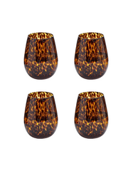 Tortoise Print Stemless Wine Glass